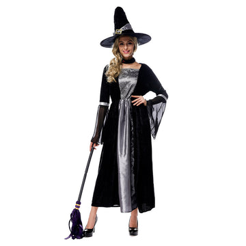 Halloween Disfraz de Bruja Cosplay Vestido Largo de Lujo Momento Mágico Vestido para Adultos Femenino